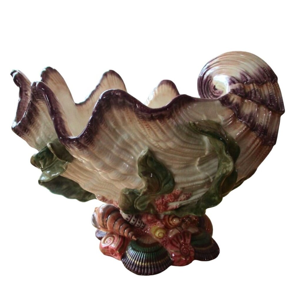 Vintage Fitz & Floyd Oceana Shell  Centerpiece Bowl Y2K Retired GUC Small Chips - Picture 2 of 16